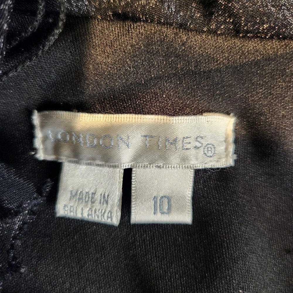 London Times Black Tiered Metallic Whimsygoth/Old-Money/Classic Glam Dress 10 - Picture 6 of 12